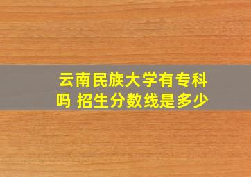 云南民族大学有专科吗 招生分数线是多少